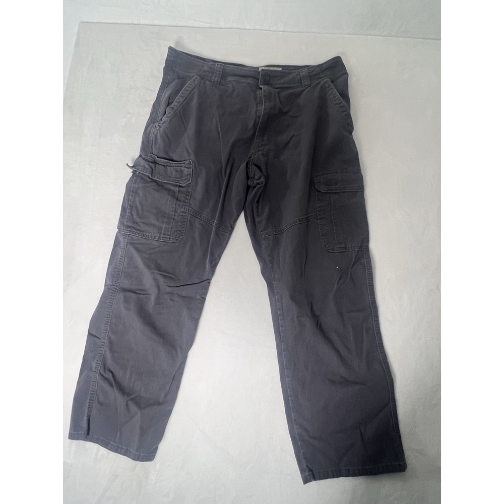 Wrangler Mens Relaxed Fit Cargo Pants 36x30 Black Stretch Twill Straight Leg